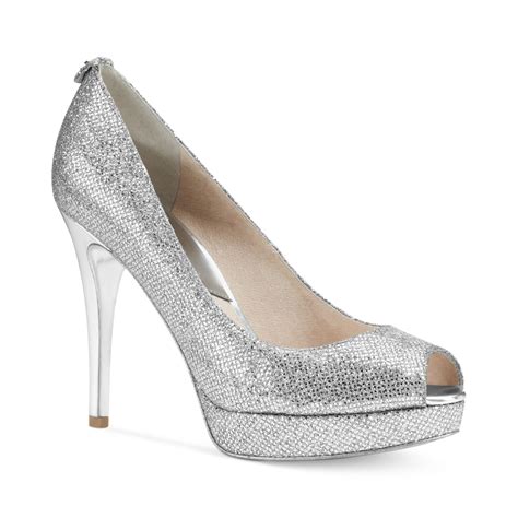 michael kors sparkly silver heels|michael kors block heel pumps.